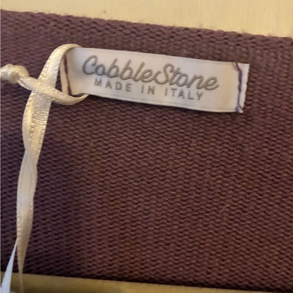 NWT Cobblestone Purple Cable Knit V-Neck Sweater Vest Size Large Made in Italy - Picture 5 of 6